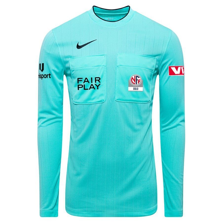 NFF Oslo Nike Referee's Shirt II Dri-FIT - Hyper Turquoise/Black Long Sleeves - Men's-SoccerKits Hub | Buy Soccer Jerseys Online