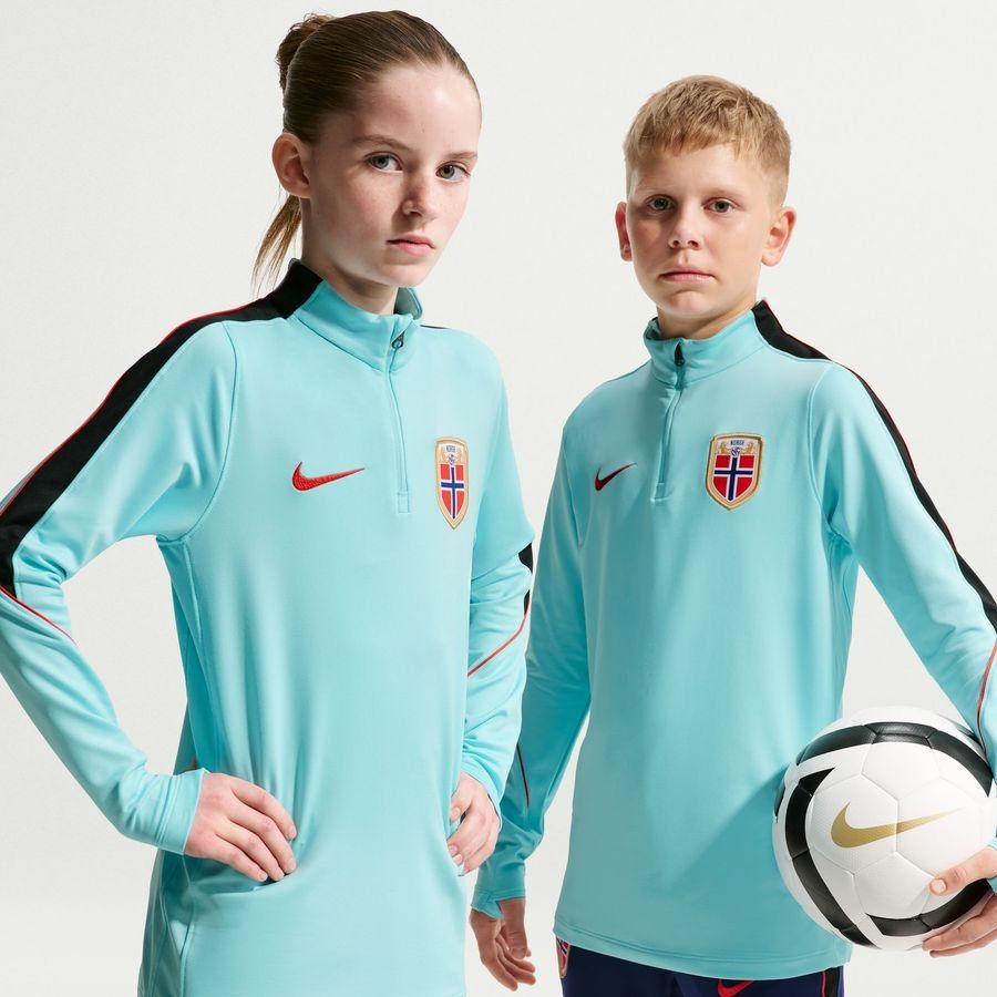 Norway Training Shirt Dri-FIT Strike Drill World Cup 2026 - Turquoise/Black/Chile Red Kids-SoccerKits Hub | Buy Soccer Jerseys Online