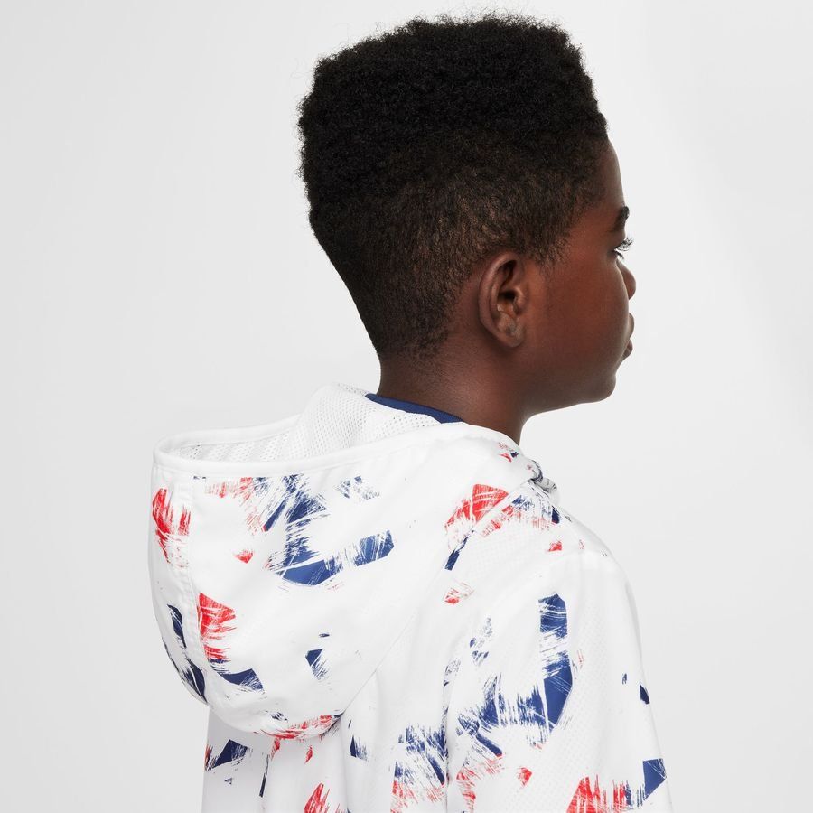 Paris Saint Germain Jacket NSW Amplify Windrunner GX - White/Metallic Gold Kids-SoccerKits Hub | Buy Soccer Jerseys Online