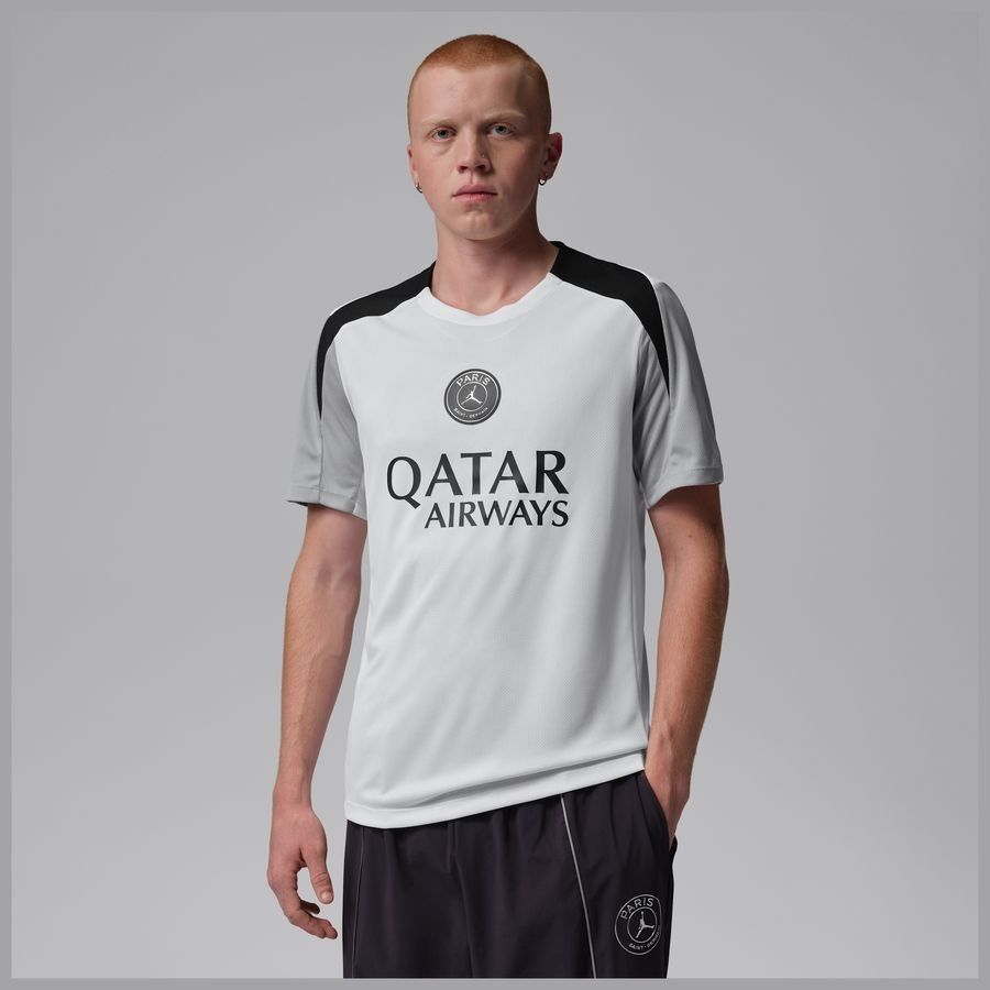 Paris Saint Germain Training T-Shirt Dri-FIT Strike Jordan x PSG Night Edition - White/Atmosphere Grey/Black - Men's-SoccerKits Hub | Buy Soccer Jerseys Online