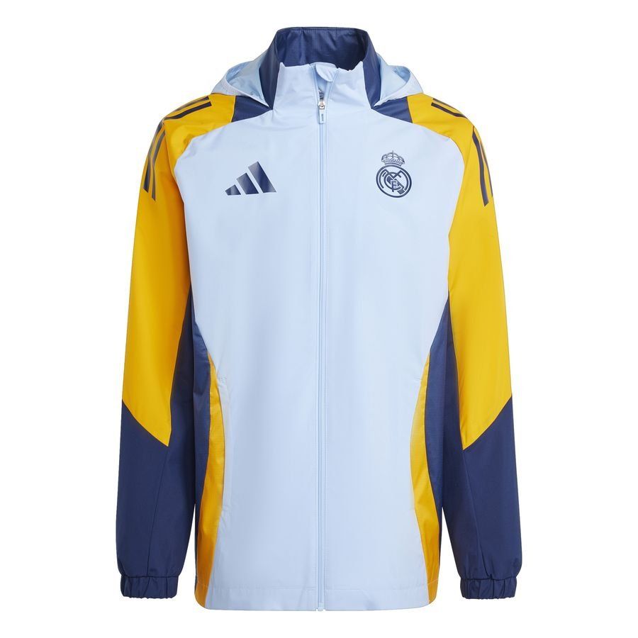 Real Madrid Jacket All Weather Tiro 24 - Glow Blue/Crew Orange/Team Navy - Men's-SoccerKits Hub | Buy Soccer Jerseys Online