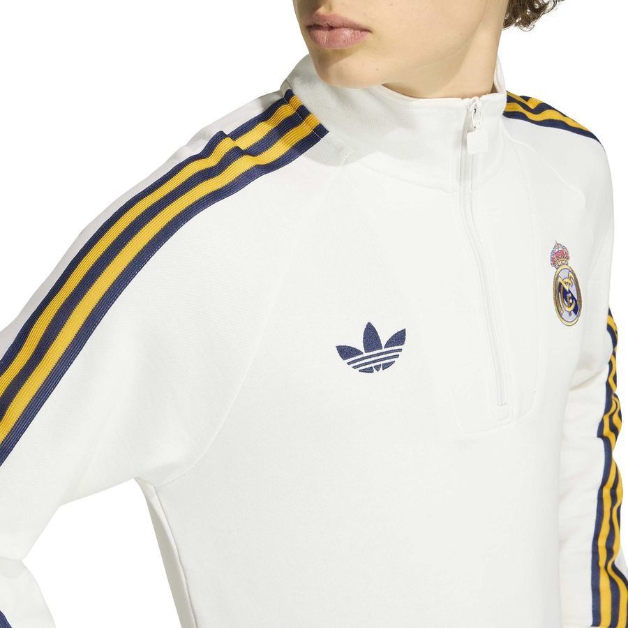 Real Madrid Track Top OG Half Zip - White - Men's-SoccerKits Hub | Buy Soccer Jerseys Online