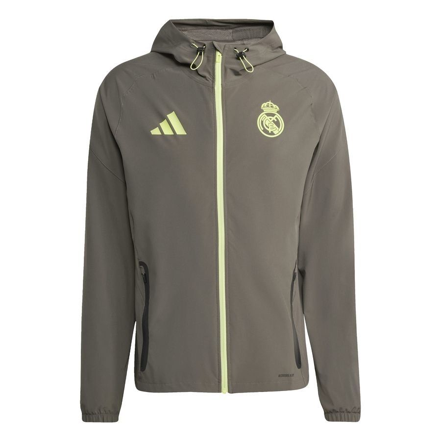 Real Madrid Training Jacket Tiro 25 Competition Vis Tech Travel - Utility Grey/Semi Frozen Yellow - Men's-SoccerKits Hub | Buy Soccer Jerseys Online