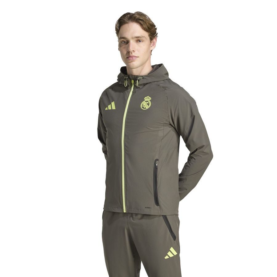 Real Madrid Training Jacket Tiro 25 Competition Vis Tech Travel - Utility Grey/Semi Frozen Yellow - Men's-SoccerKits Hub | Buy Soccer Jerseys Online