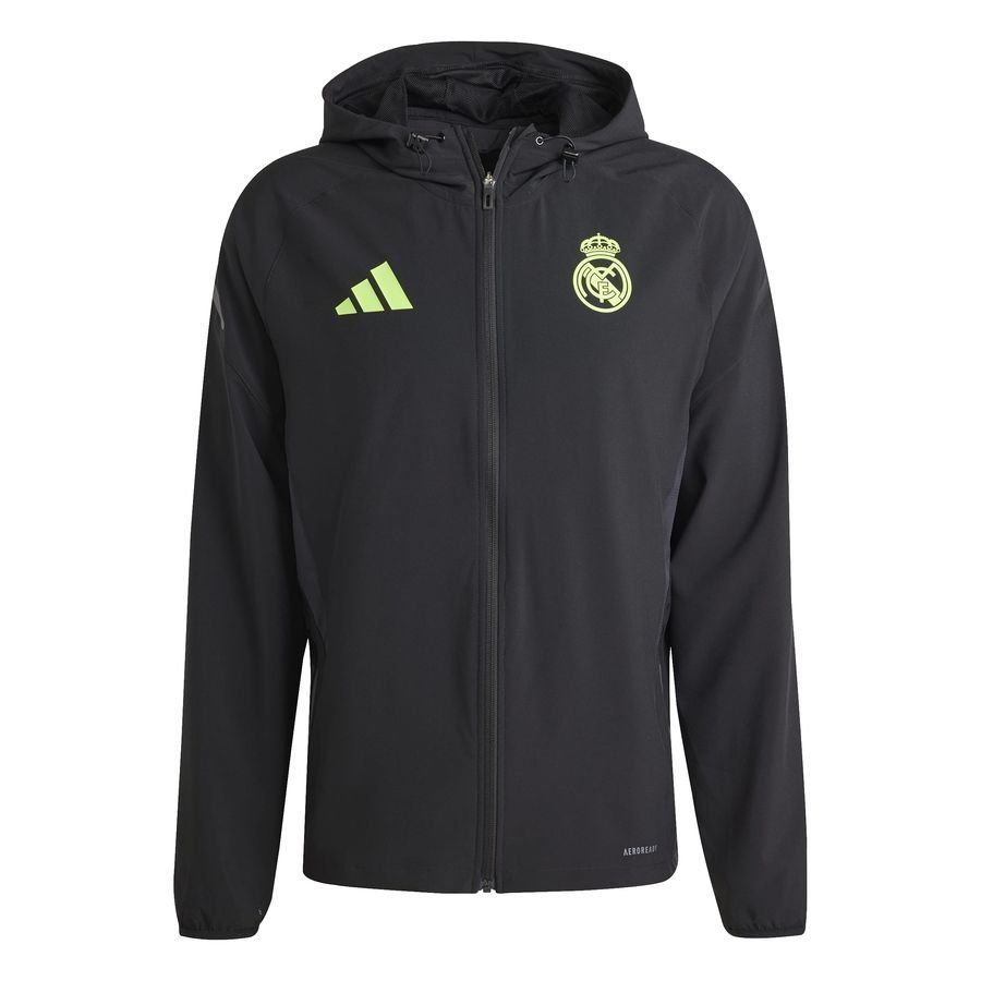 Real Madrid Training Jacket Tiro 25 Pro Vis Tech Travel - Black/Lucid Lemon - Men's-SoccerKits Hub | Buy Soccer Jerseys Online
