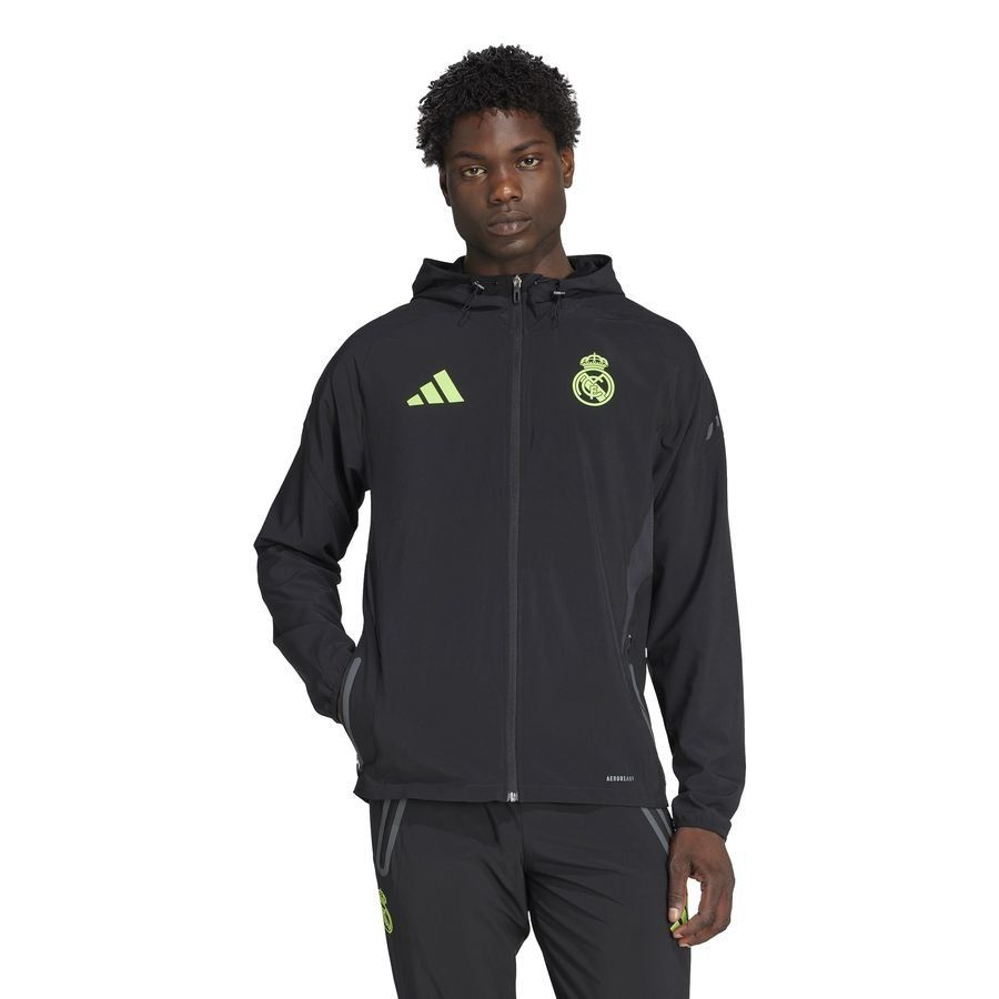 Real Madrid Training Jacket Tiro 25 Pro Vis Tech Travel - Black/Lucid Lemon - Men's-SoccerKits Hub | Buy Soccer Jerseys Online
