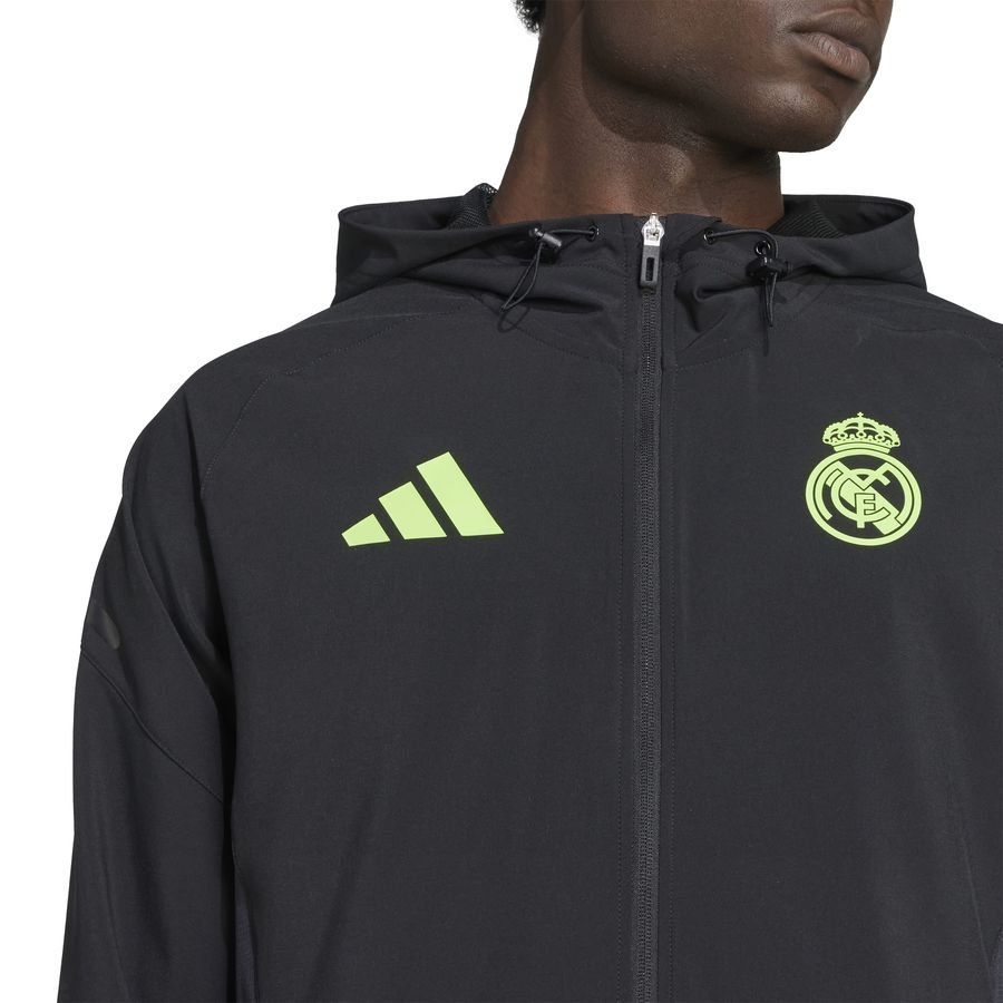 Real Madrid Training Jacket Tiro 25 Pro Vis Tech Travel - Black/Lucid Lemon - Men's-SoccerKits Hub | Buy Soccer Jerseys Online