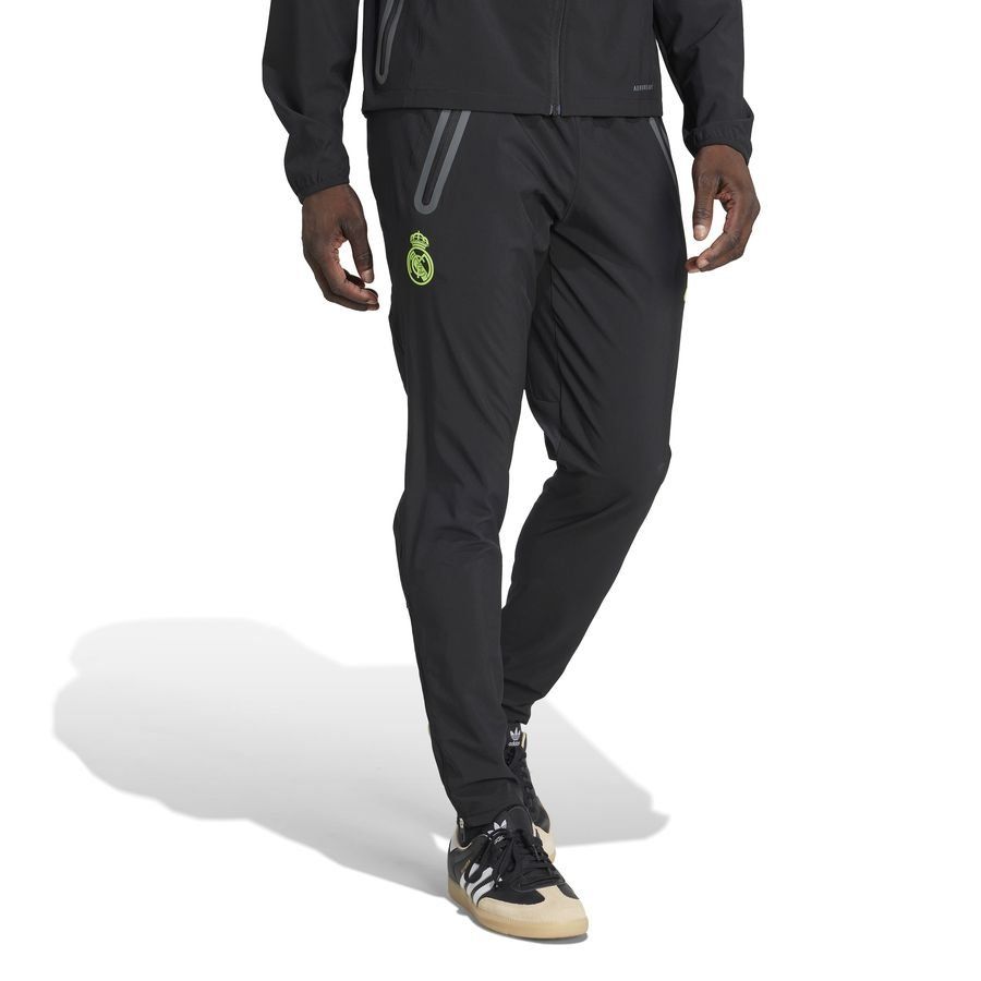 Real Madrid Training Trousers Tiro 25 Pro Vis Tech Travel - Black/Lucid Lemon - Men's-SoccerKits Hub | Buy Soccer Jerseys Online