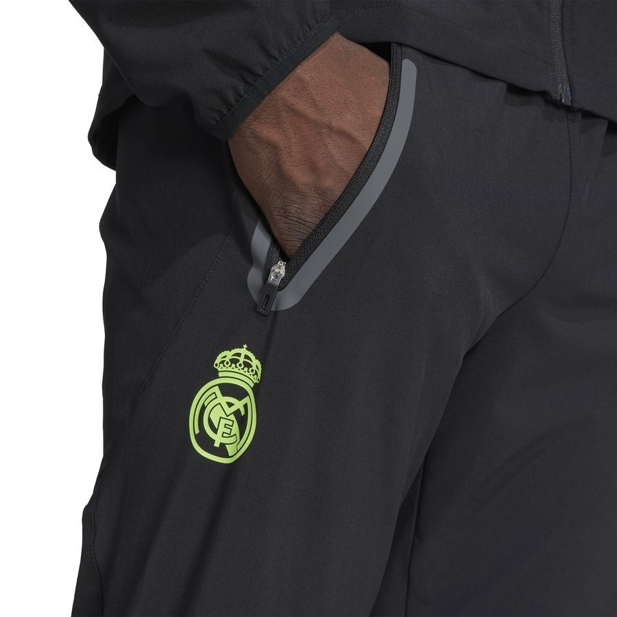 Real Madrid Training Trousers Tiro 25 Pro Vis Tech Travel - Black/Lucid Lemon - Men's-SoccerKits Hub | Buy Soccer Jerseys Online