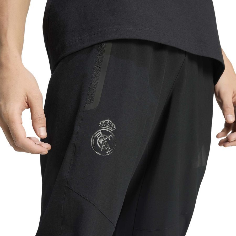 Real Madrid Training Trousers Vis Tech Travel - Black - Men's-SoccerKits Hub | Buy Soccer Jerseys Online
