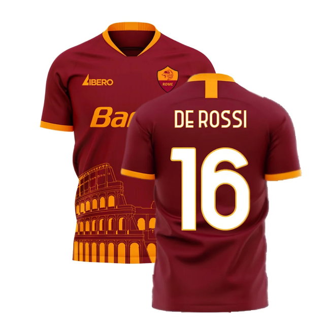 Roma 2025-2026 Home Concept Football Kit (Libero) (DE ROSSI 16)-SoccerKits Hub | Buy Soccer Jerseys Online