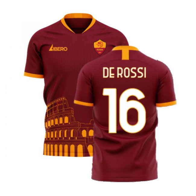 Roma 2025-2026 Home Concept Football Kit (Libero) - No Sponsor (DE ROSSI 16)-SoccerKits Hub | Buy Soccer Jerseys Online