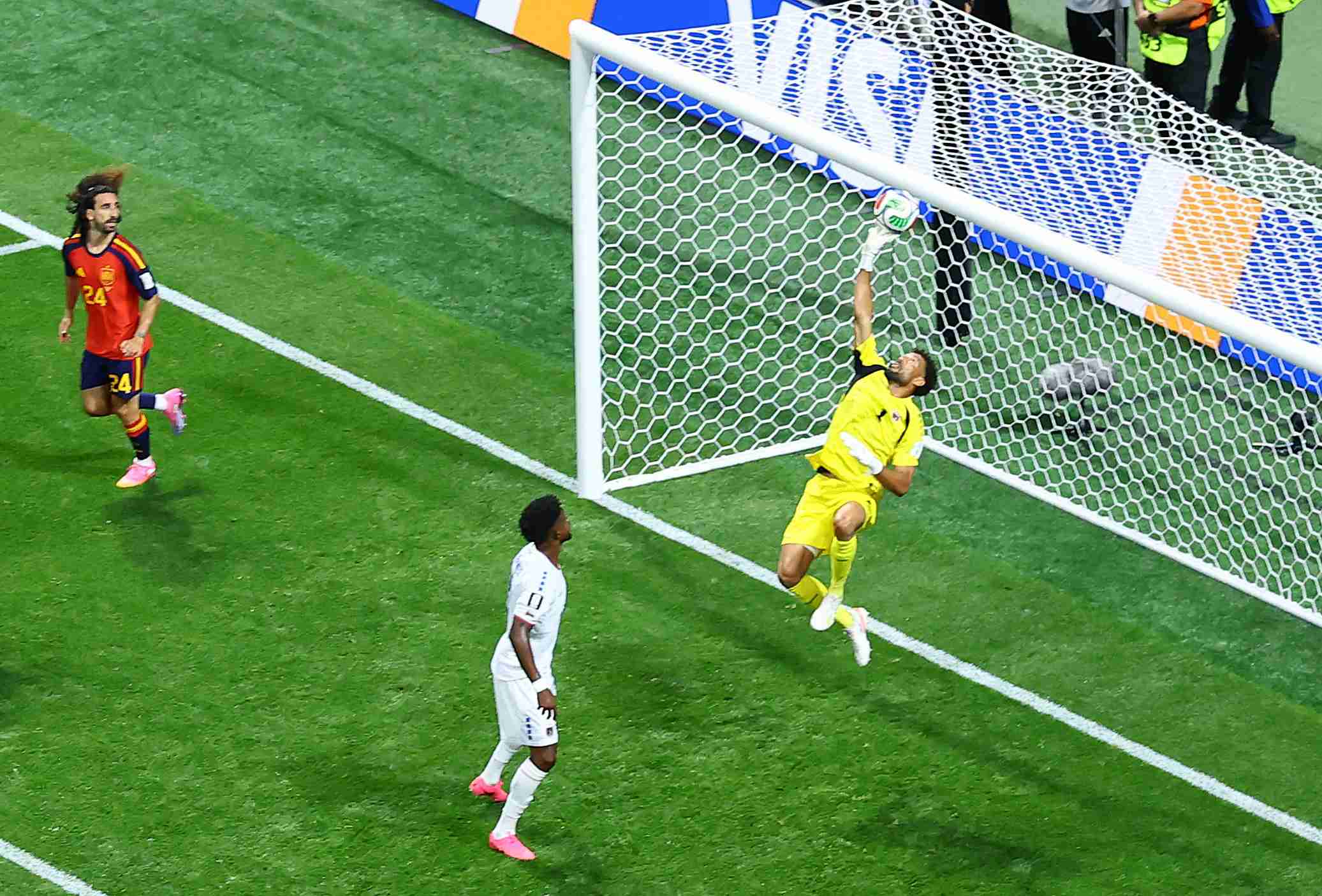 Goalkeeper making heroic save