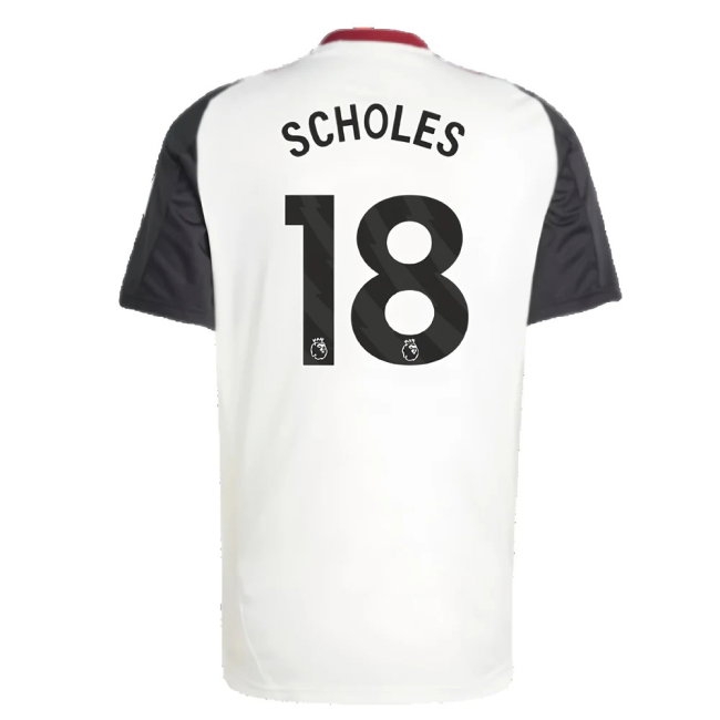 2024-2025 Man Utd Training Jersey (Off White) (Scholes 18) | Soccer Jersey