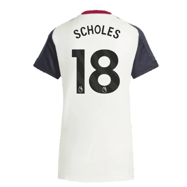 2025 Man Utd Training Jersey (Off White) - Womens (Scholes 18) | Soccer Jersey