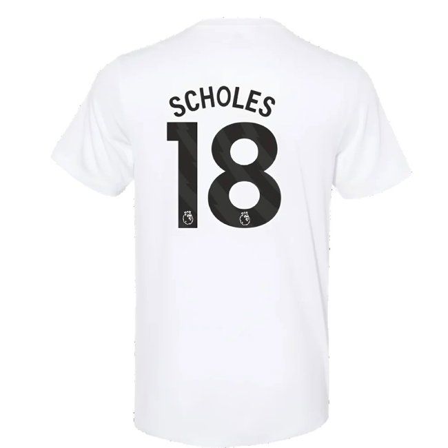 2023-2024 Man Utd Training Tee (White) (Scholes 18) | Soccer Jersey