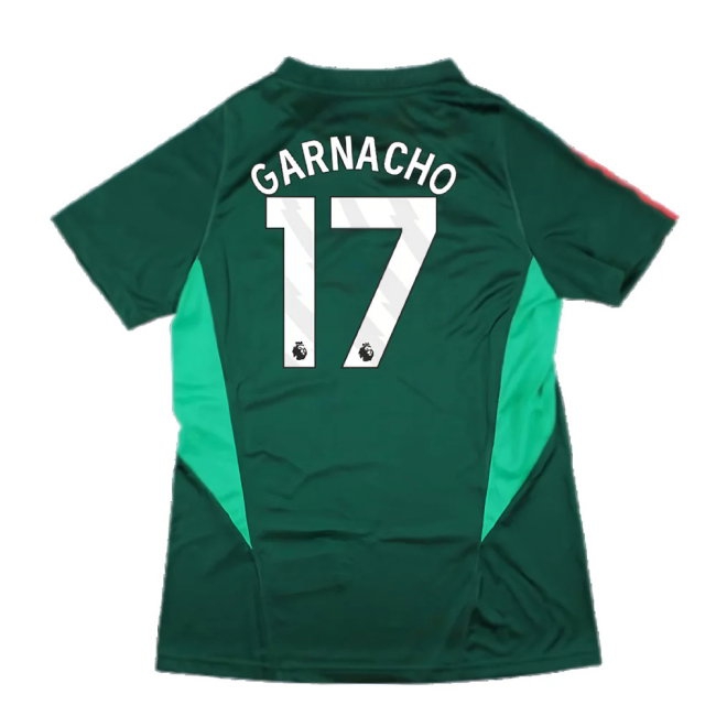 2023-2024 Man Utd Training Shirt (Green) - Ladies (Garnacho 17) | Soccer Jersey