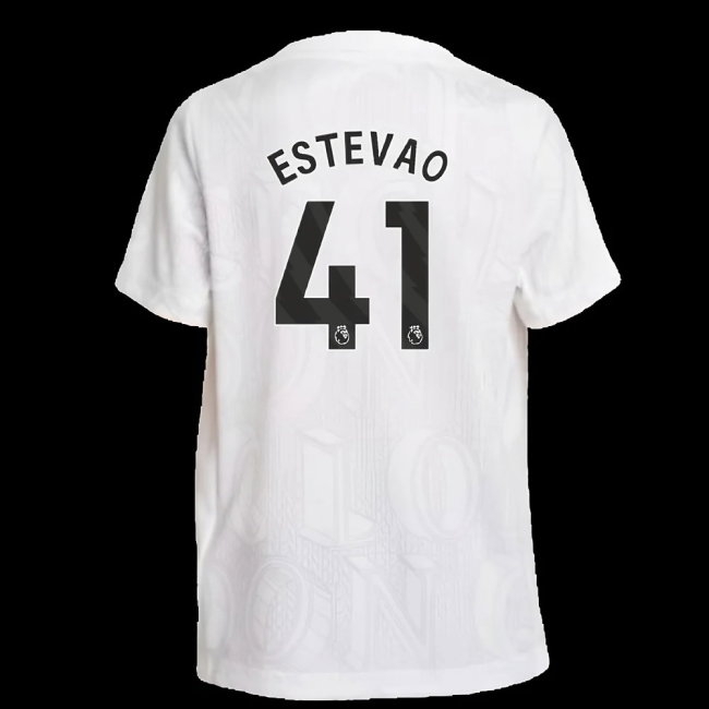 2025-2026 Chelsea Pre-Match Shirt (White) - Kids (Estevao 41) | Soccer Jersey