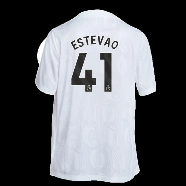 2025-2026 Chelsea Academy Pro Pre-Match Football Top (White) (Estevao 41) | Soccer Jersey