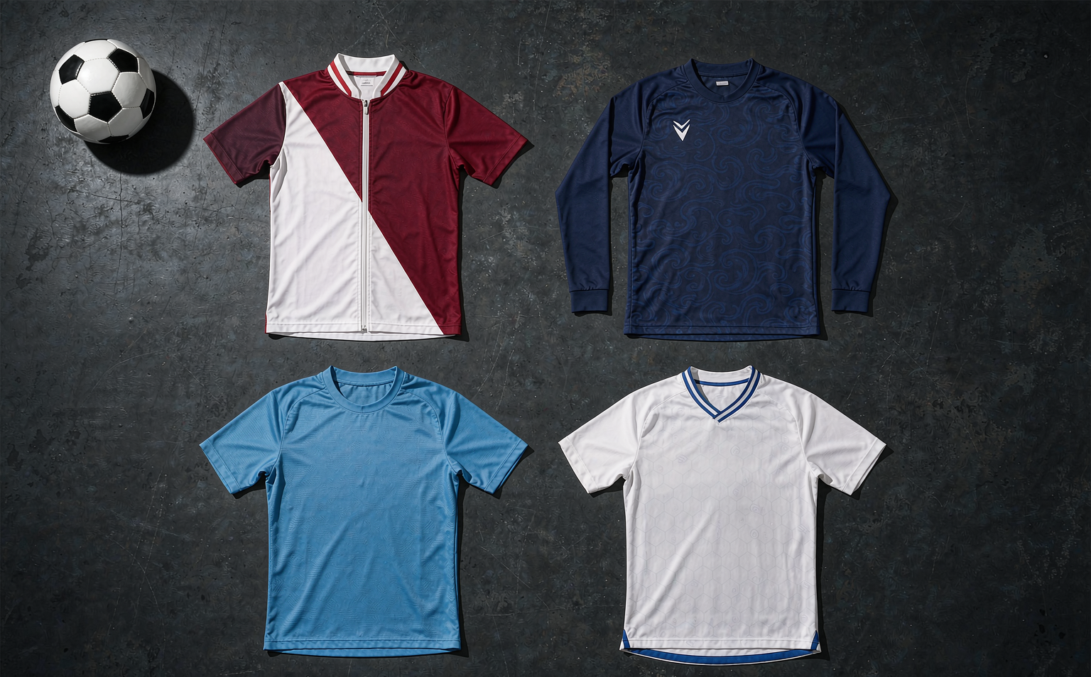 A selection of 2026-27 Ligue 1 home shirts laid out on the pitch