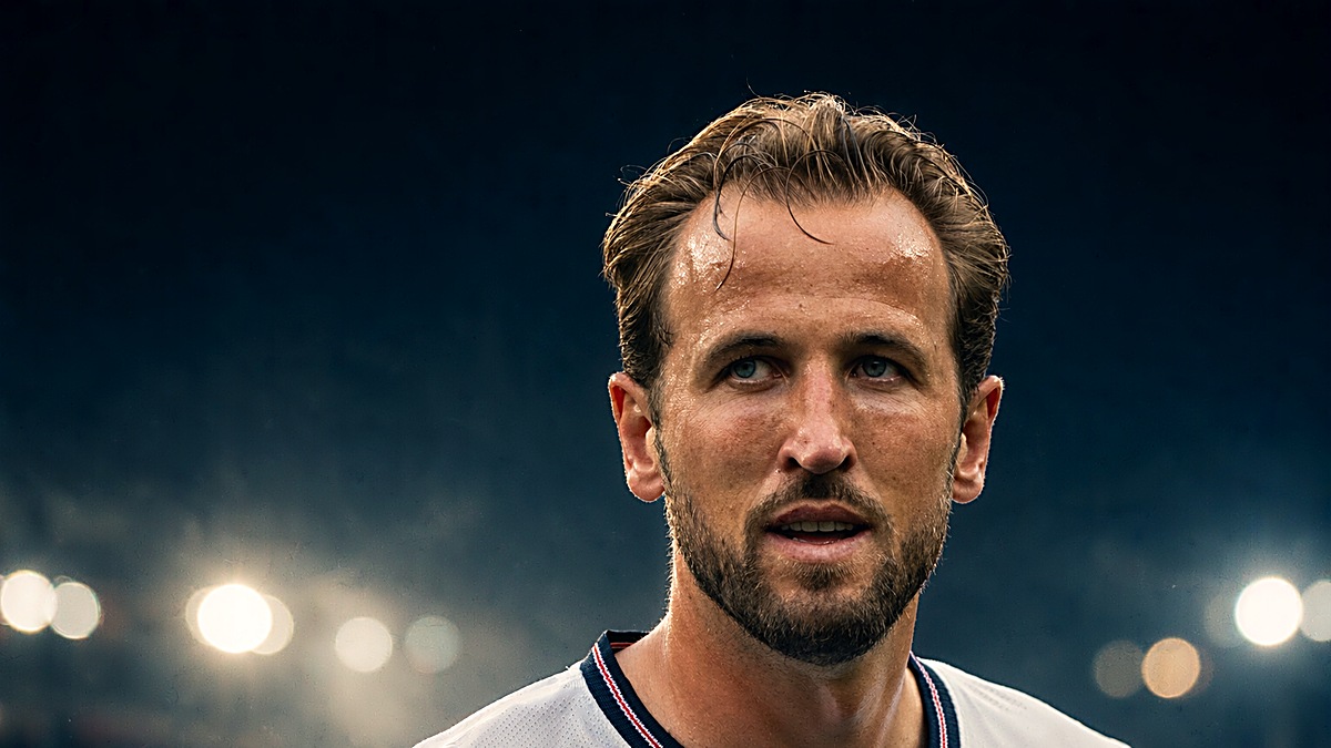 Harry Kane in England white under floodlights before a Nations League away night