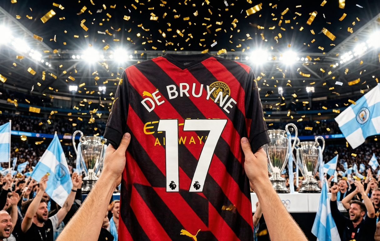Man City treble season De Bruyne jersey