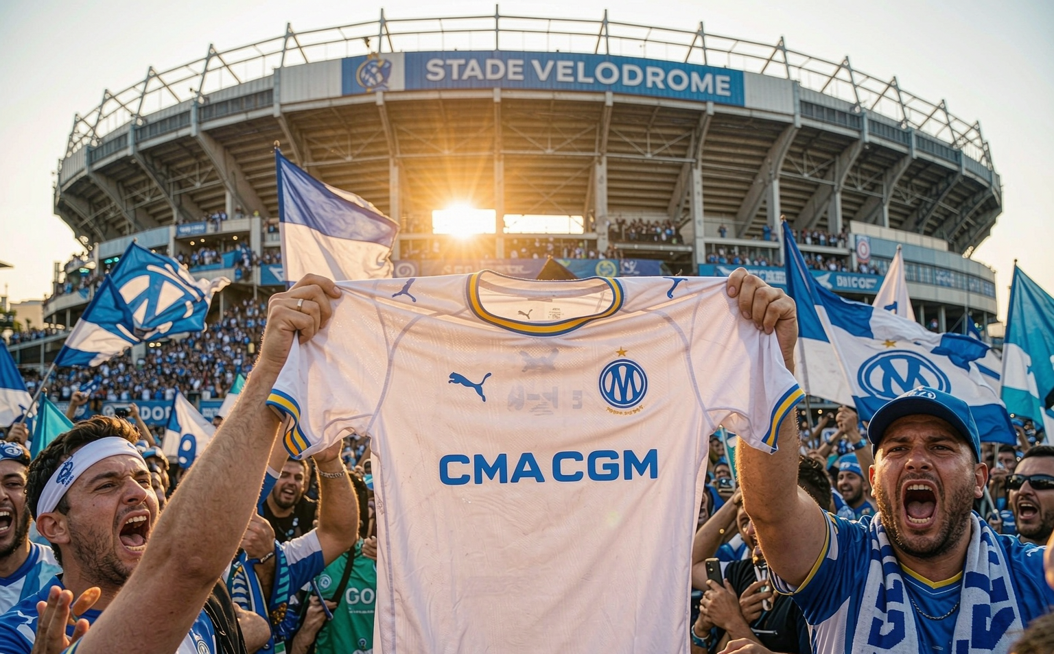 Marseille home jersey lifted at the Stade Vélodrome