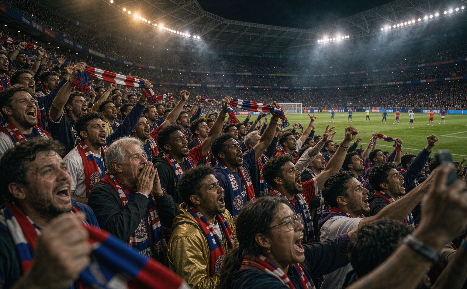 Fans from multiple clubs watch a Champions League night together