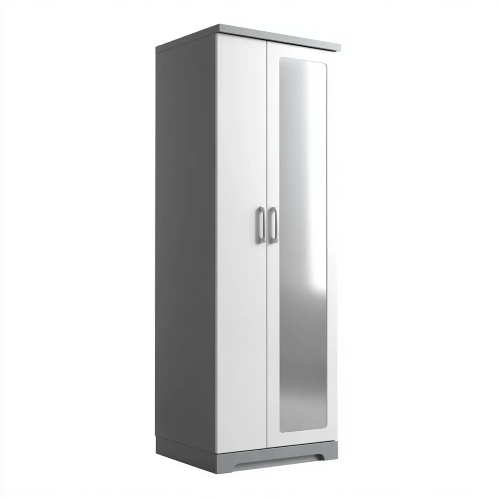 Armario Alto de Madera 180x60x40 cm - Blanco/Gris