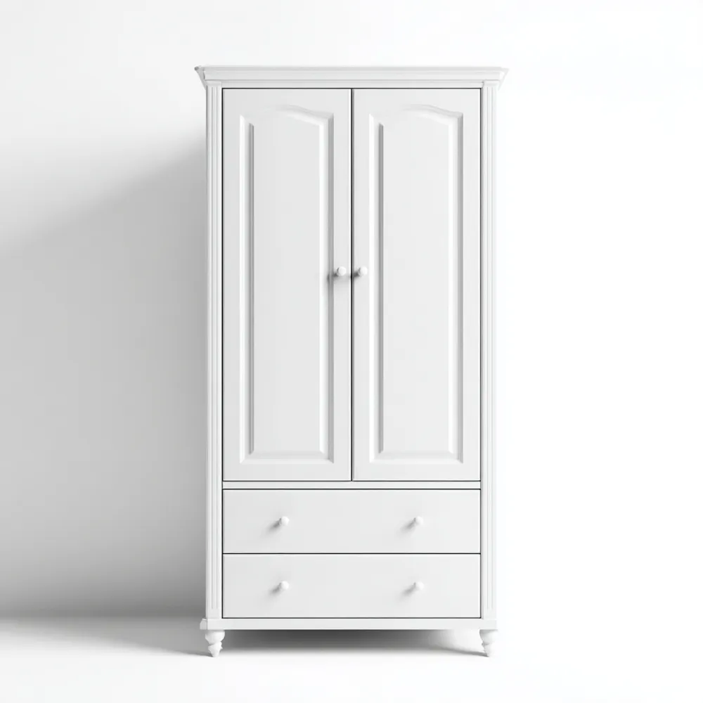 Armario de madera 180x80x50 cm - Blanco - Estilo clásico