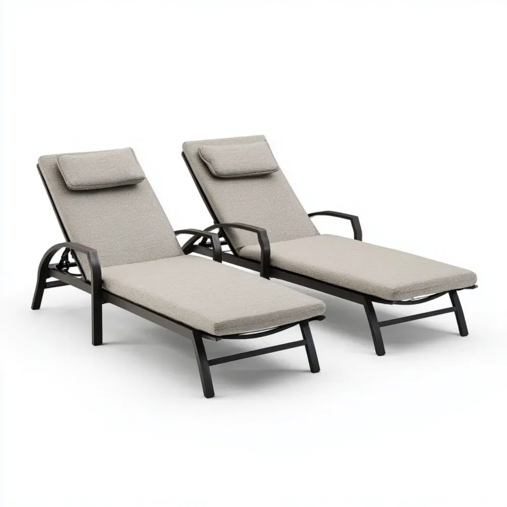 Sillas Tumbonas de Jardín Aluminio 195x65x32 cm Gris - Exterior Ajustable