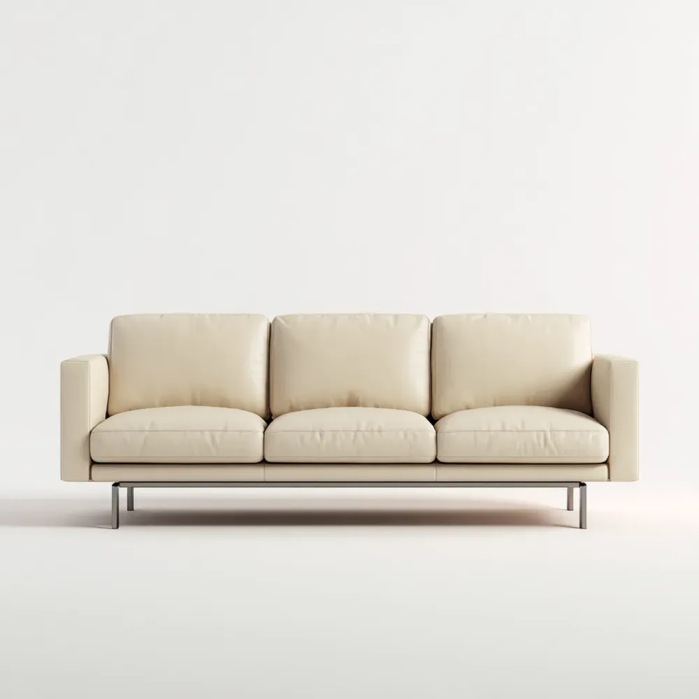 Sofá de tres plazas 220x85x75 cm Piel Sintética - Beige - Diseño Contemporáneo