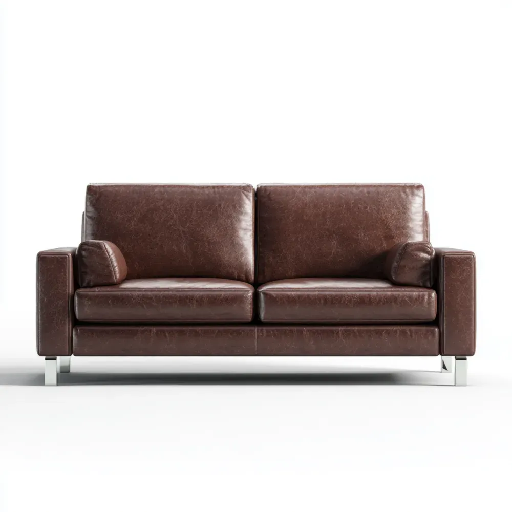 Sofá de piel 180x90x75 cm – Marrón – Diseño moderno