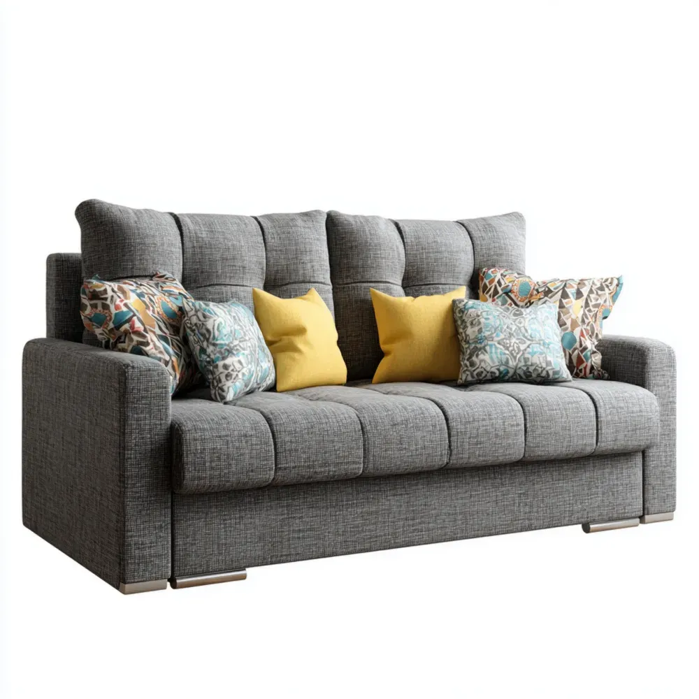 Sofá de tela 200x90x85 cm – Gris – Diseño moderno