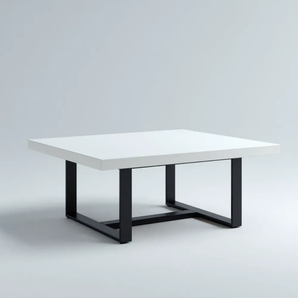 Mesa de centro metálica 90x60x40 cm - Blanco/Negro - Estilo minimalista