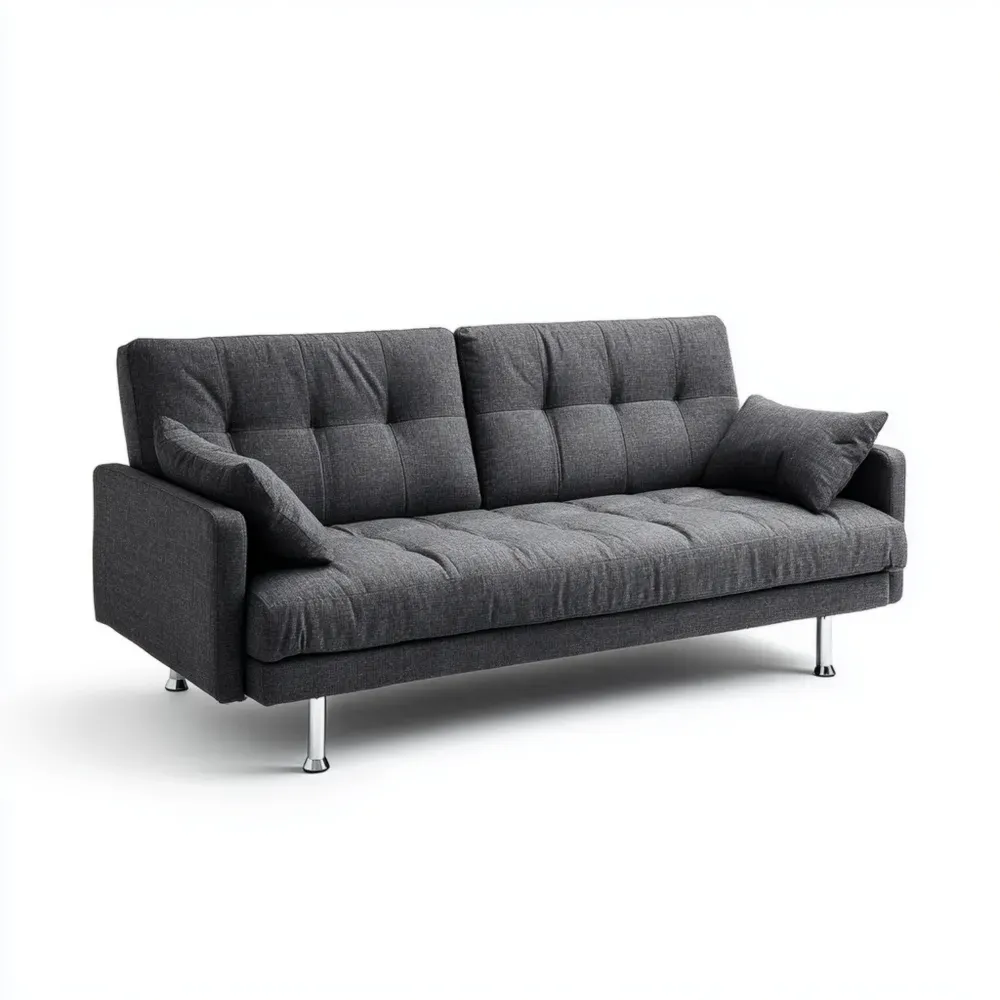 Sofá Cama Tapizado Tela 200x90x85 cm Gris Oscuro