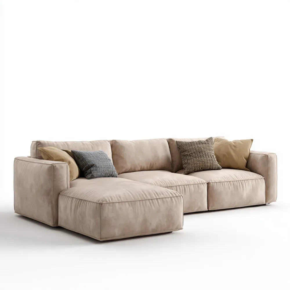 Sofá modular de tela 300x150x85 cm – Beige – Diseño moderno