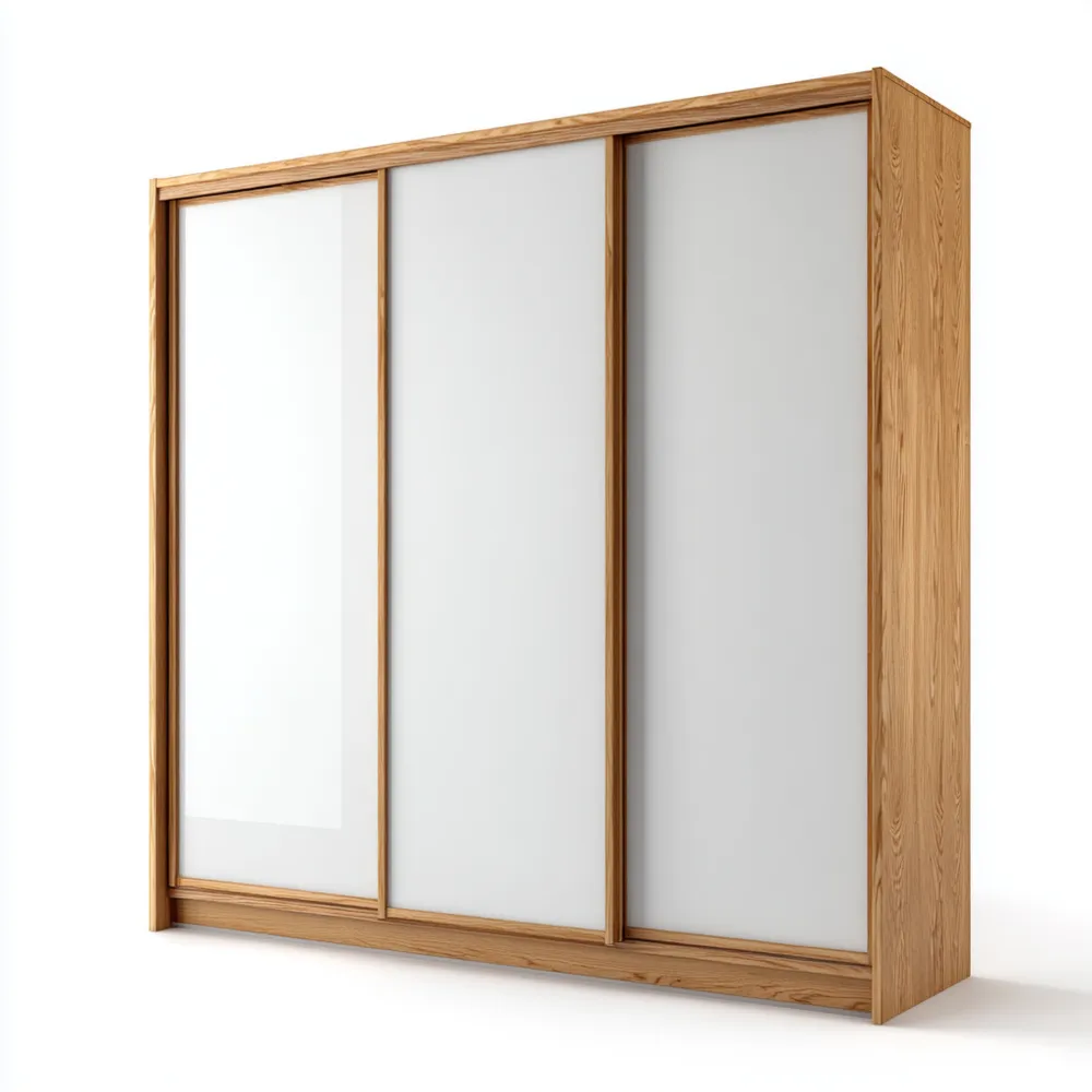 Armario Puertas Correderas 200x60x220 cm - Blanco/Natural - Diseño Moderno