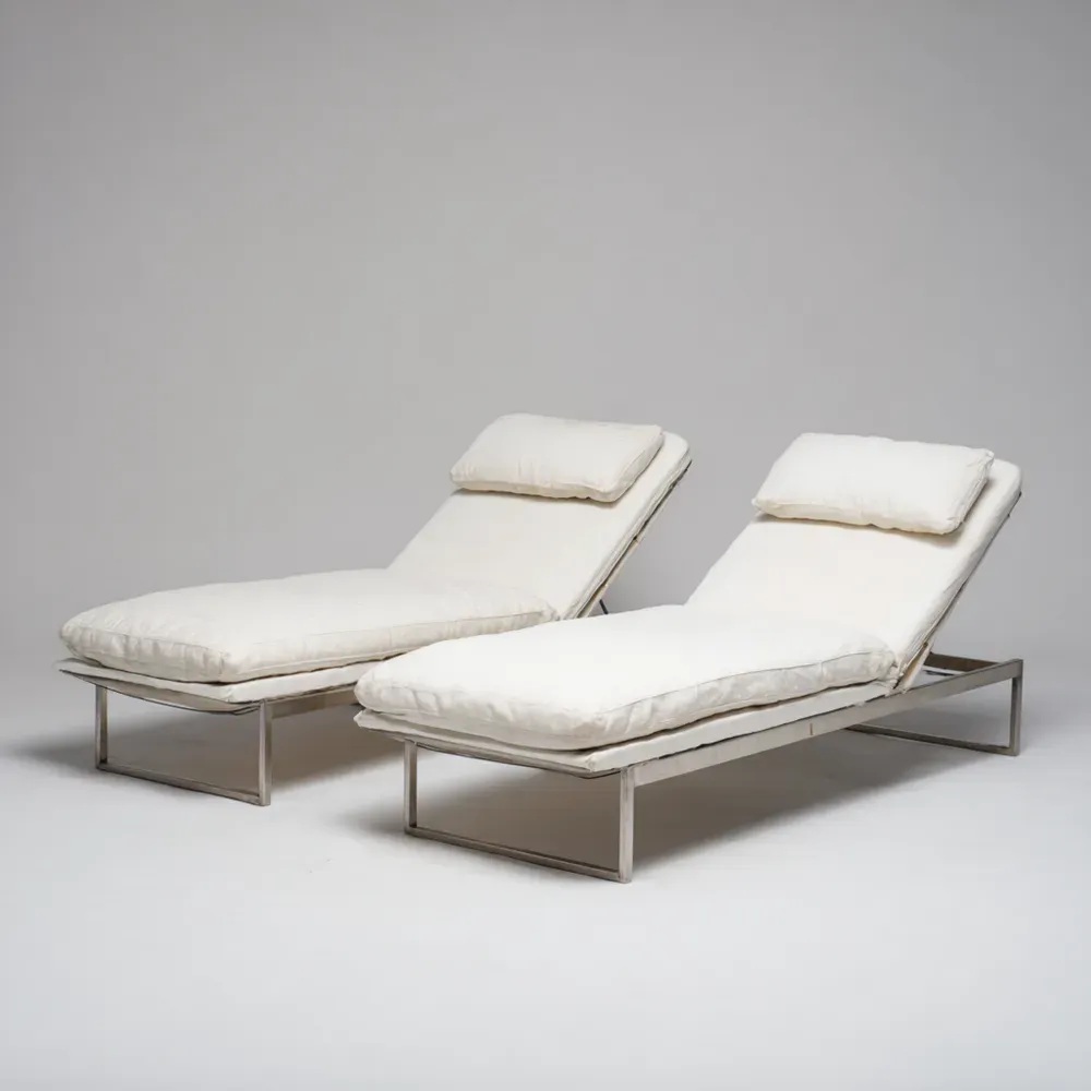 Tumbona de Patio 190x65x30 cm Acero Inoxidable Cojines - Blanco - Diseño Contemporáneo