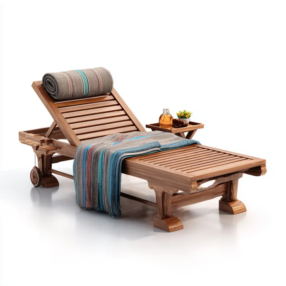 Tumbona de jardín Madera 200x65x35 cm – Acabado Natural – Diseño Clásico