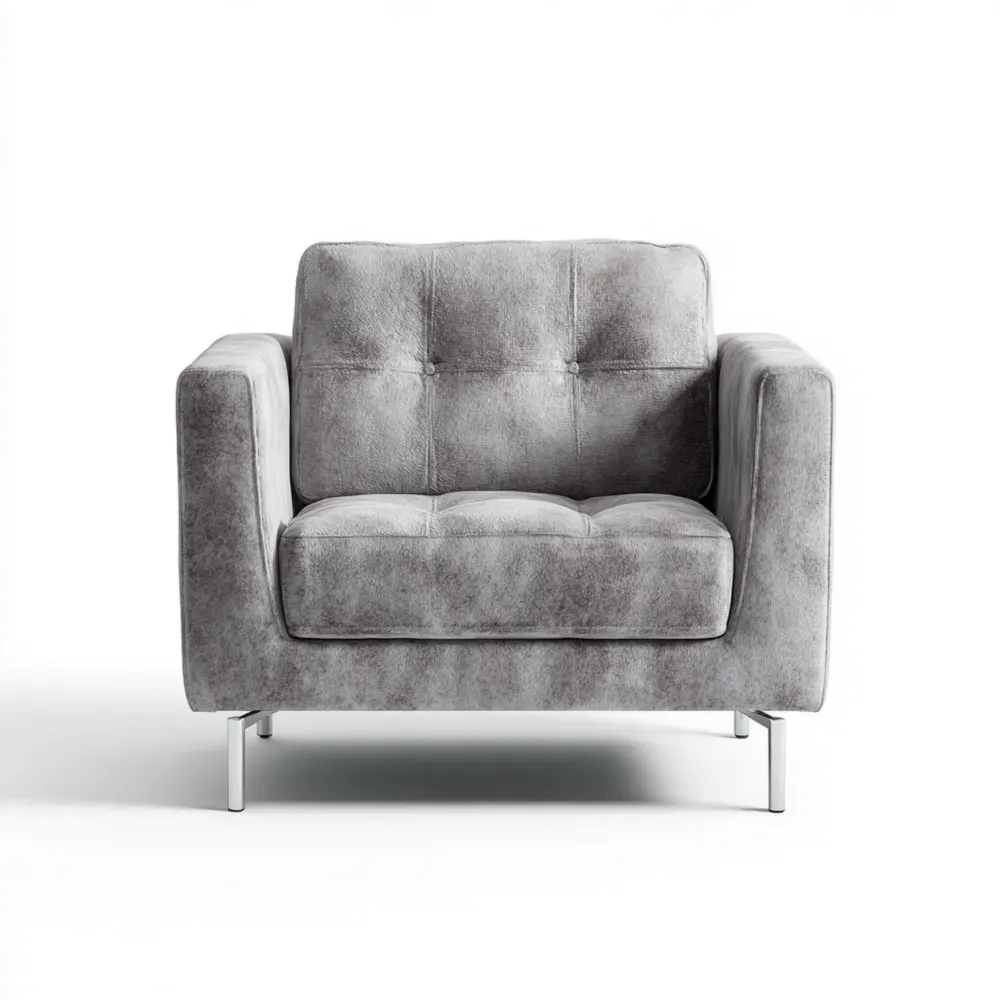 Sillón Tapizado de Tela 85x80x75 cm - Gris Claro - Diseño Moderno