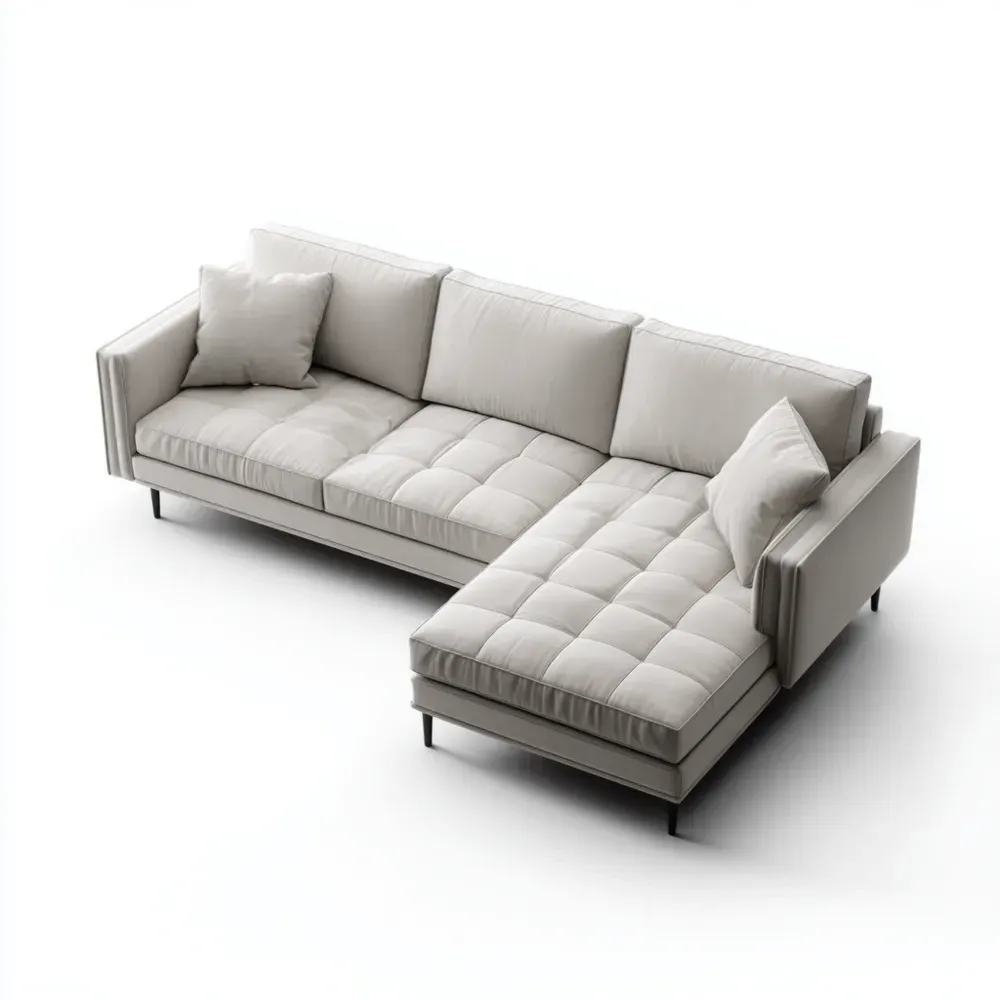 Sofá Seccional Tela 280x160x85 cm – Beige – Diseño Moderno