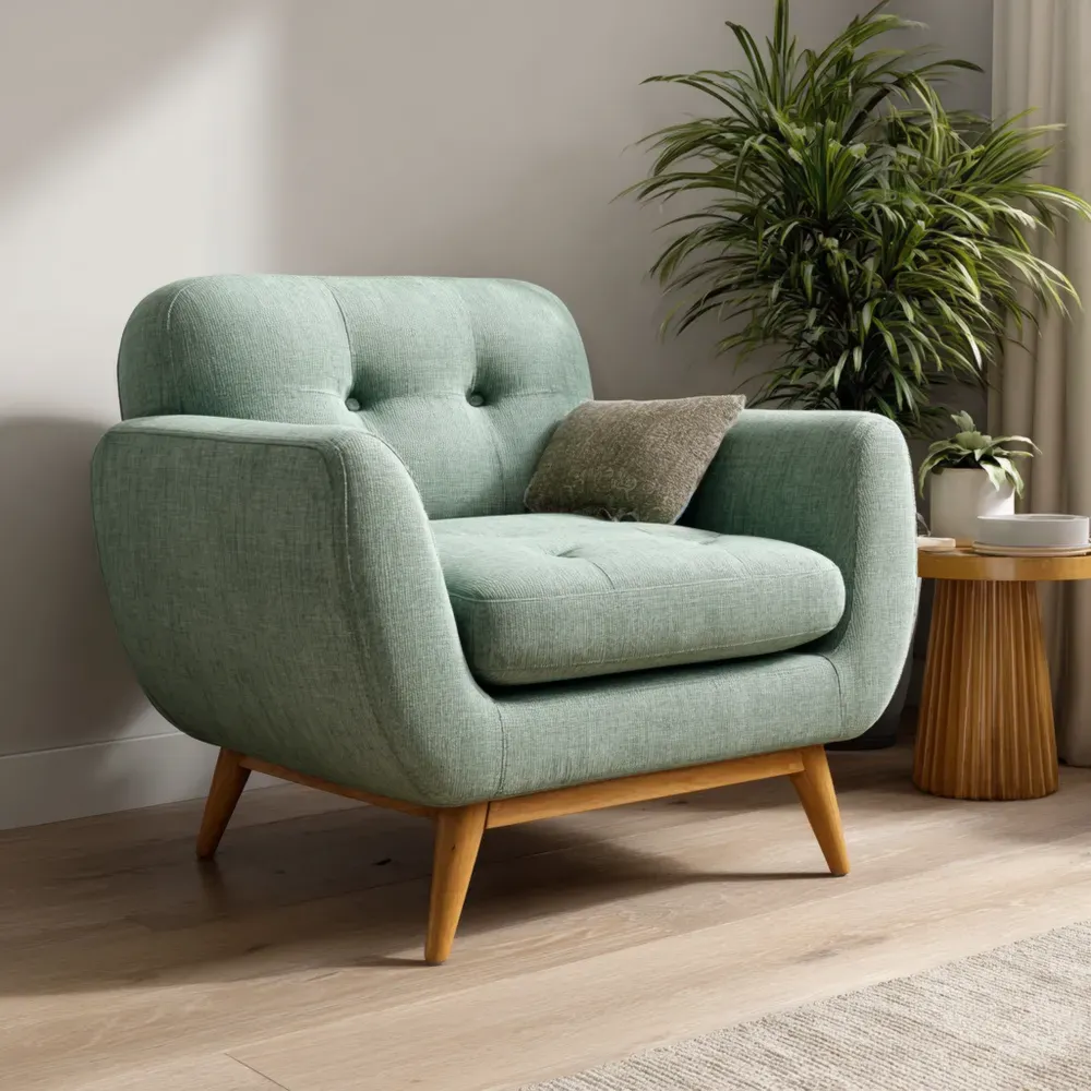 Sillón tapizado en tela 95x85x80 cm - Verde Claro - Estilo moderno