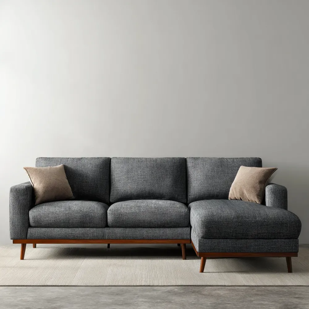 Sofá Seccional Tela 250x85x90 cm - Gris Oscuro - Diseño Moderno