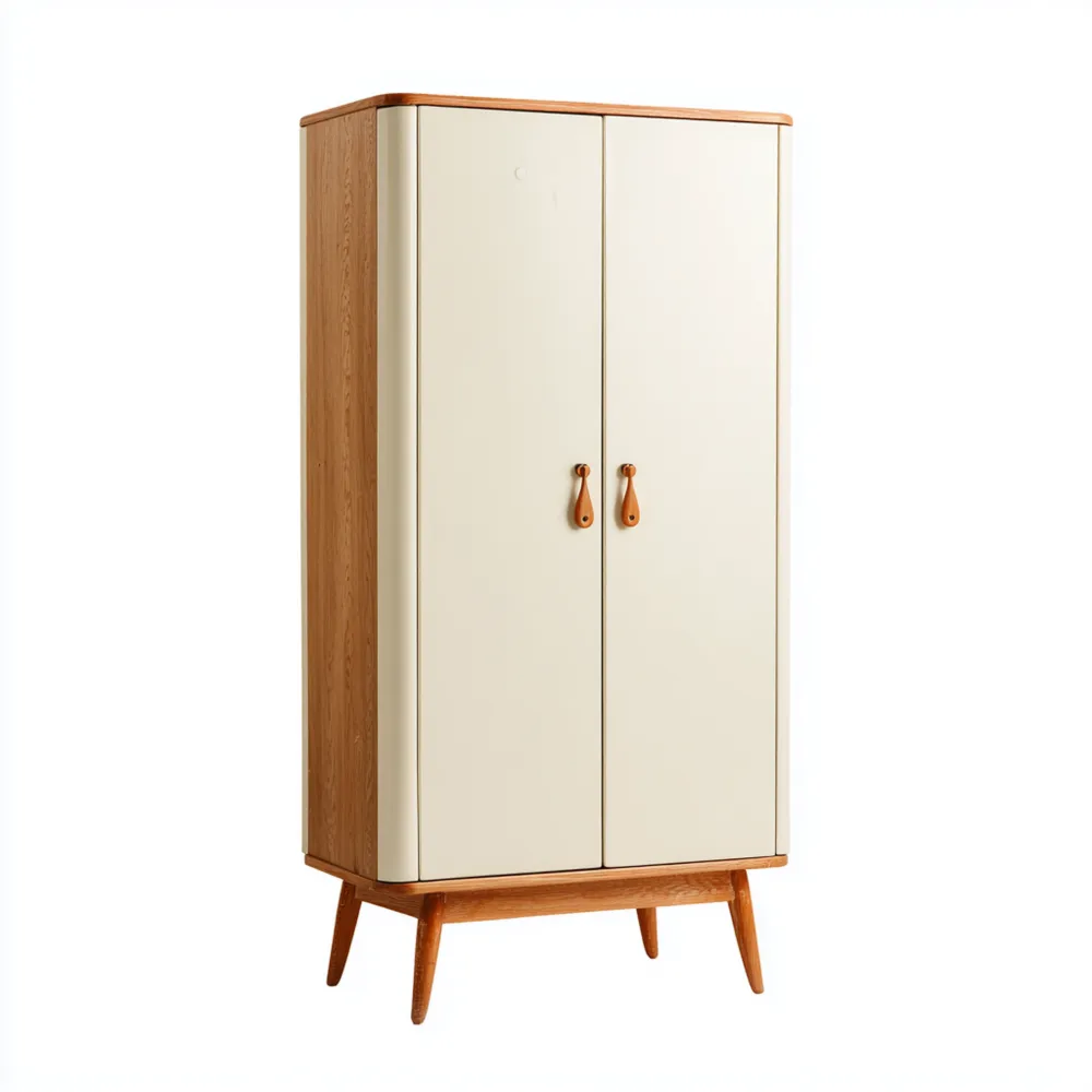 Armario de madera 60x40x180 cm - Crema/Madera Natural - Diseño Contemporáneo