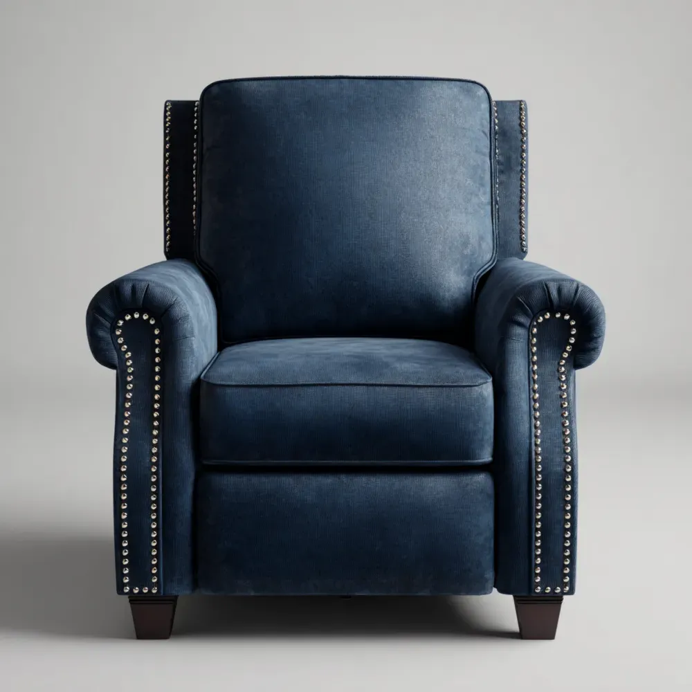 Sillón Tapizado Terciopelo 90x85x100 cm – Azul Marino – Clásico