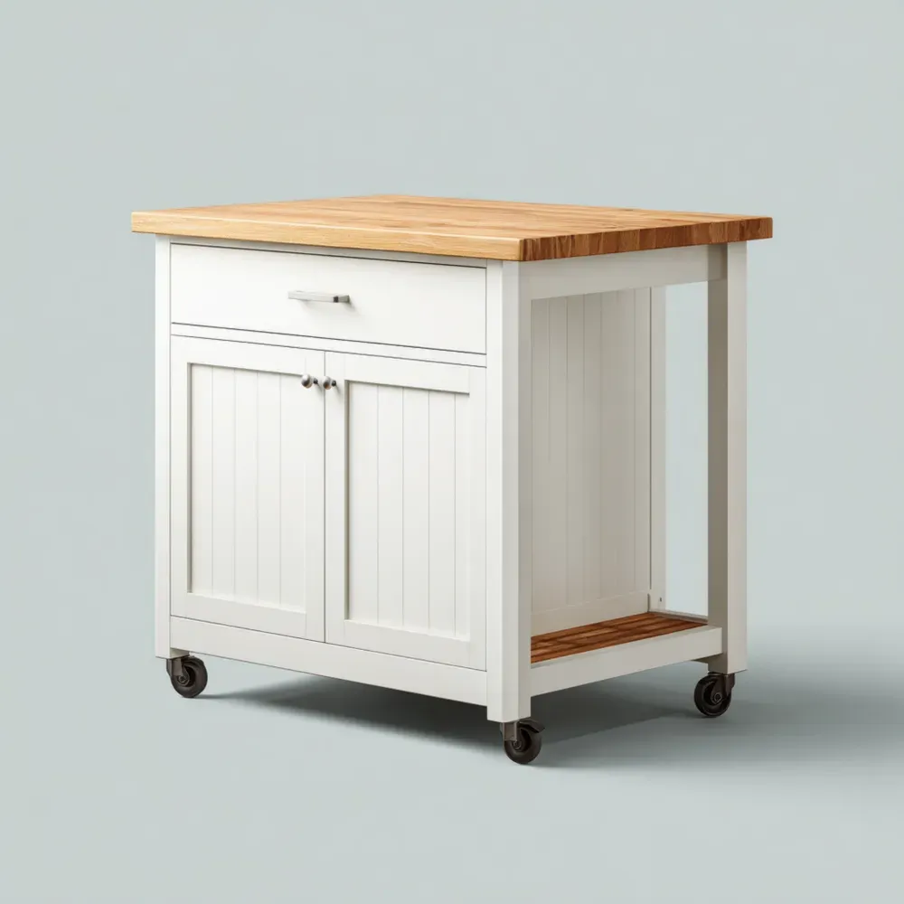 Isla de Cocina Móvil 80x50x90 cm Madera Blanco - Estilo Moderno