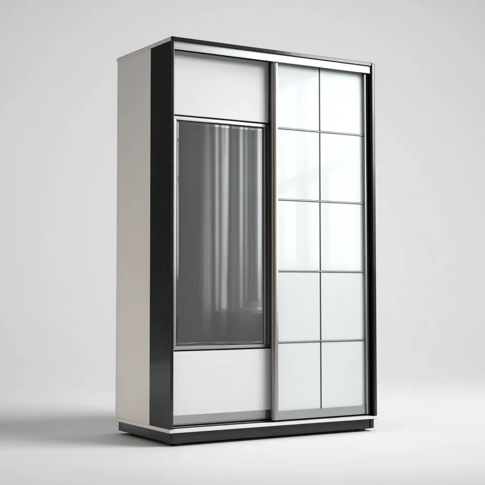 Armario Puertas Correderas 180x60x200 cm – Blanco/Negro – Estilo Moderno