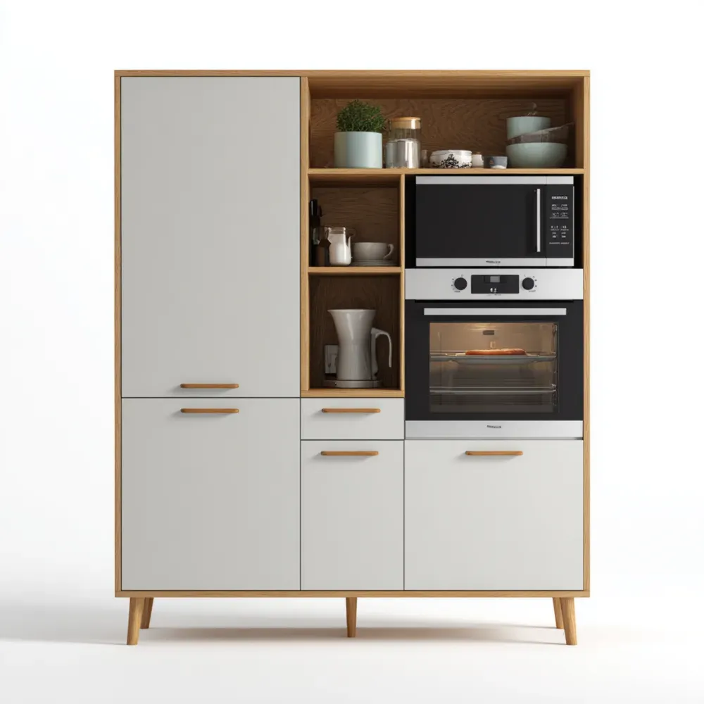 Gabinete de Cocina Moderno 120x200x40 cm – Blanco/Roble