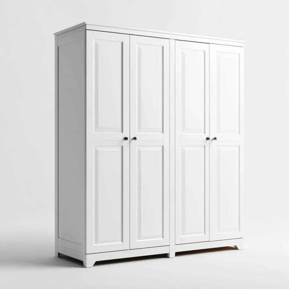 Armario de madera 150x60x200 cm con puertas - Blanco - Diseño clásico